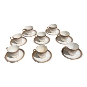 1930s Marshall & Field Co. Greek Key Teacup and Saucer Set- 16 Piece Set