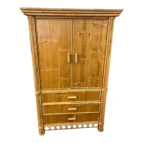 Coastal Vintage McGuire Style Split Bamboo Tv Armoire