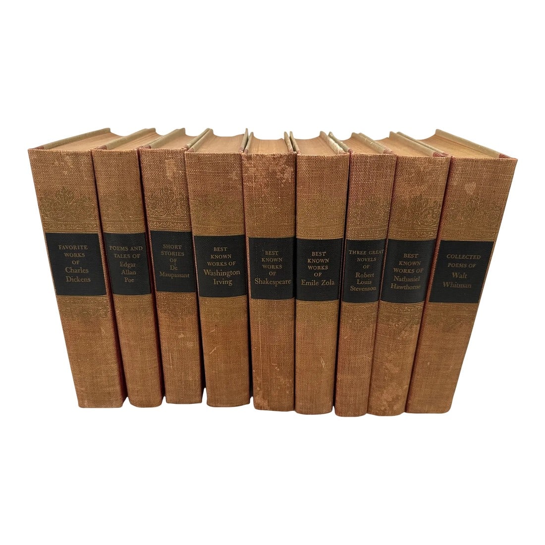 Vintage 1940's Book Club Associates Set of 9 Books: Vintage set of 9 books from the 1940's Book Club Associates. Shakespeare, Charles Dickens, Walt Whitman to name a few. Great collection for your bookcase or staging purposes. 8.5in h x 5.5in w x 1in d