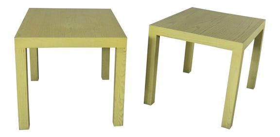 Mid Century Modern Blonde Cerused Oak Parsons End Tables Style Wormley for Dunbar