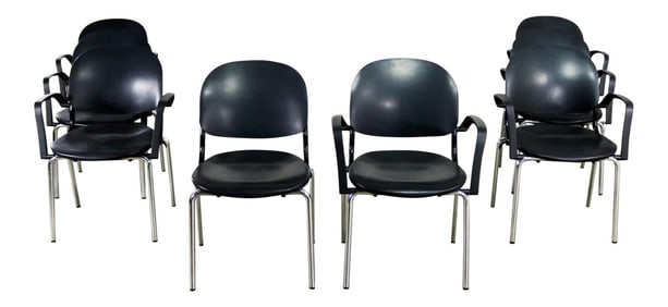 Black Torsion Chairs by Giancarlo Piretti for Ki Set of Eight 7 Arm and 1 Side