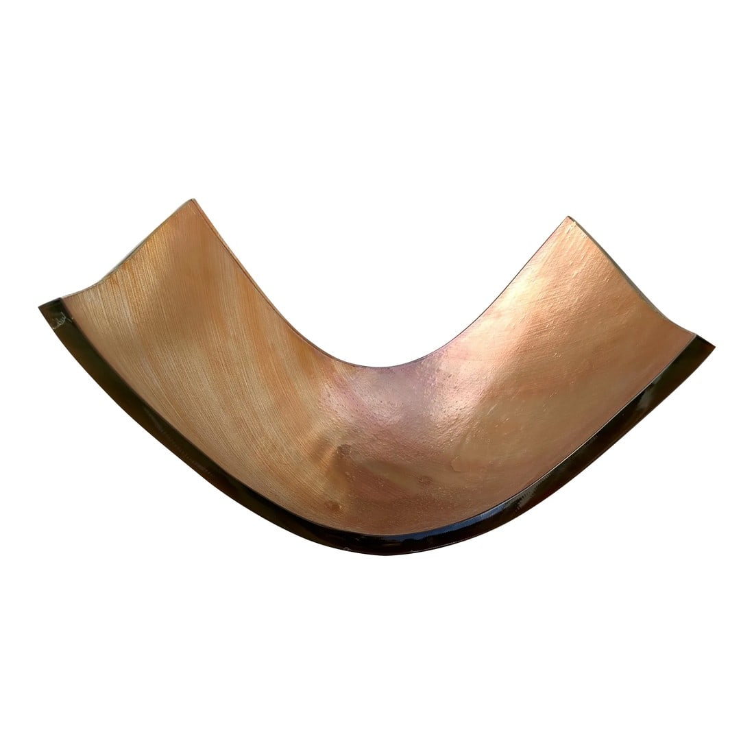 Regina Medeiros Copper Glass Bowl/Sculpture: Beautiful copper iridescent thick glass bowl Regina Medeiros is a Brazilian glass artist living in Belo Horizonte. After working as a ceramist, she started experimenting with glass. She has mastered g