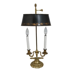 Antique Toleware Solid Brass Desk Lamp