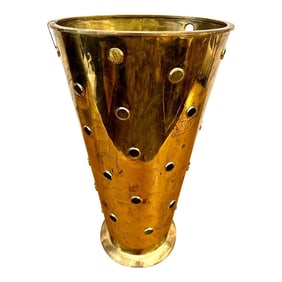 Vintage German Perforated Brass Umbrella Stand