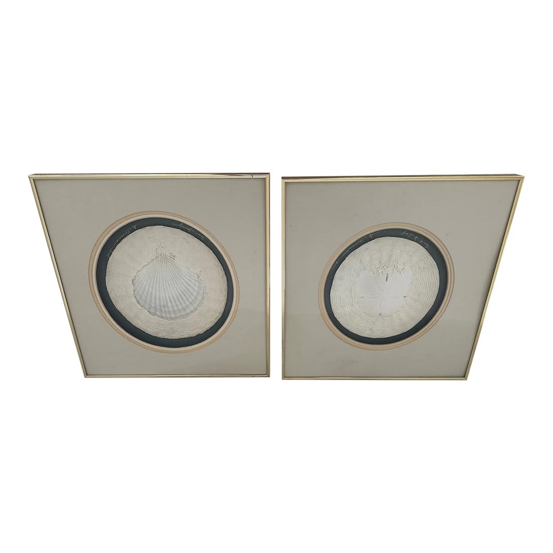 Vintage Pair of Sea Shell Paper Art/Signed (1 of 10)