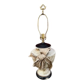 Vintage Crackle Finish Urn W/Bow Table Lamp