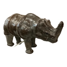 Mid 20th Century Leather Rhinoceros Sculpture From India
