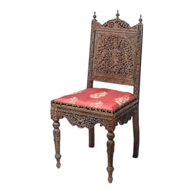 Anglo-Indian Rosewood Chair With Silk Paisley Upholstery