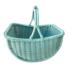 Vintage Mint Green Wicker Basket