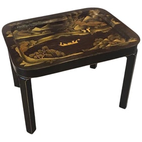 1960s Chinoiserie Lacquer Tray Top Cocktail Table