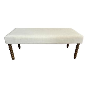 Vintage White Upholstered Bench