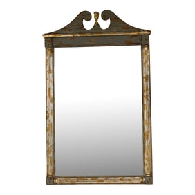Neoclassical Style Painted Blue Silver & Gold Wall Mirror
