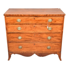 19th Century Antique Mahogany English Bow Chest of Drawers
