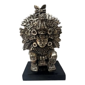 D Argenta Silver Plate Aztec Figure