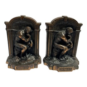 Brass Thinker Bookends-A Pair