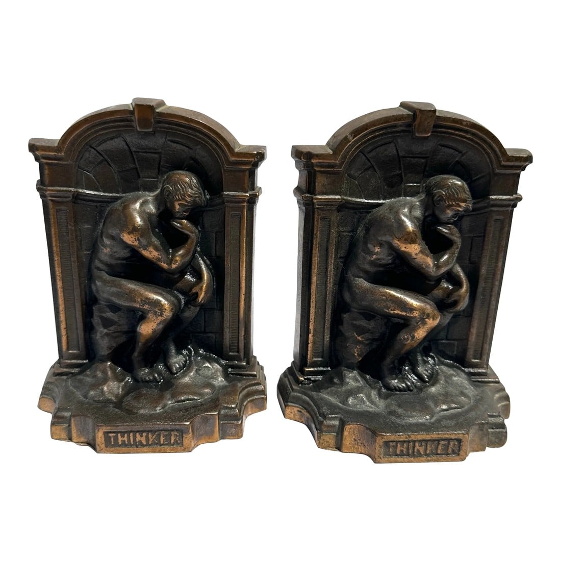 Brass Thinker Bookends-A Pair (1 of 4)