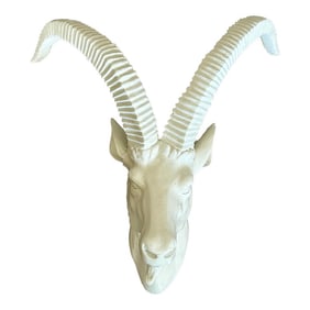 Vintage Faux Taxidermy White Goat Head Wall Mount