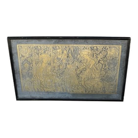1970s Brass Framed Antique Rubbing