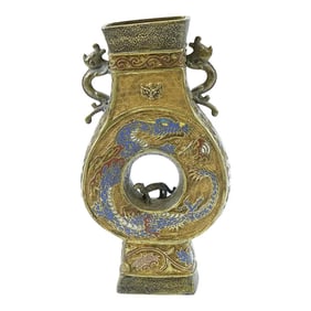 18th Century Antique Chinese Enameled Bronze Vase