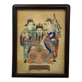 Late 20th Century Antique Chinese Original Watercolor, Framed