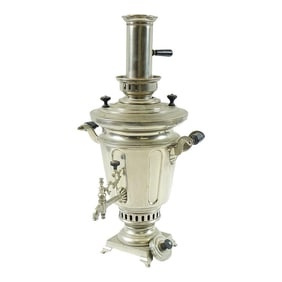 Antique White Metal Russian Samovar