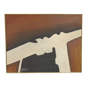 Intersection - Mid 20th Century Abstract Oil on Canvas Signed Original