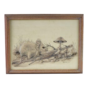Late 20th Century The Mouse the Mushroom Original Pencil Drawling Signed, Framed