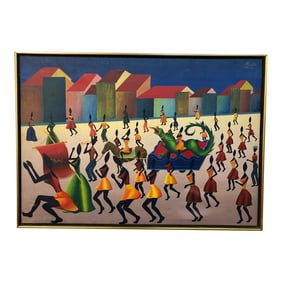 Large Brazilian Carnival Oil on Canvas 1973
