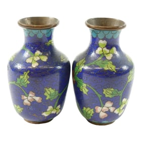 Vintage Chinese Cloisonne Vases - A Pair