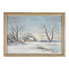 Landscape 19th Century Original Oil Painting on Canvas, Framed