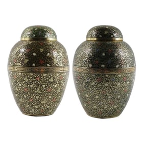 Mid 20th Century Decorative Brass Urns - A Pair