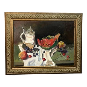 Mid 20th Century Still Life Original Oil Painting on Board