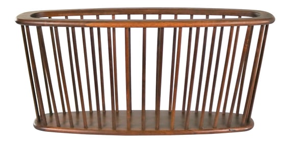 Larger Walnut Oval Magazine Rack Attributed to Arthur Umanoff for Washington Woodcraft