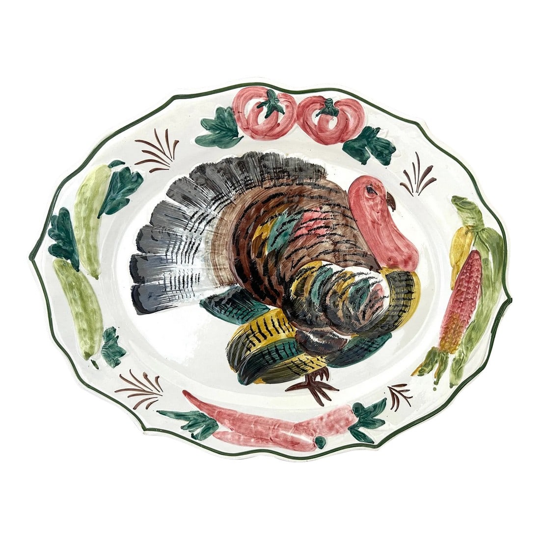 Vintage Italian Majolica Glazed Large Turkey Plater (1 of 8)