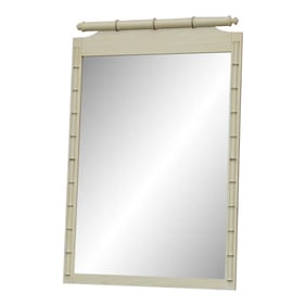 1970s Vintage Light Yellow Bamboo Wood Dresser Wall Mirror