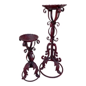 Vintage Wrought Iron Candle Holders-A Pair