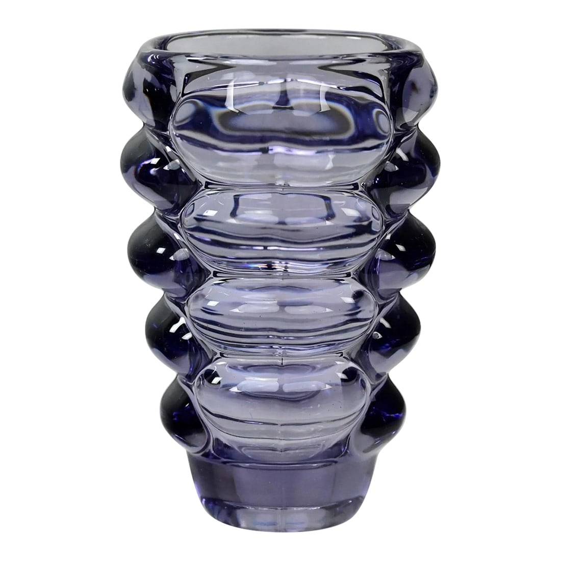 1960's Violet Bohemian Glass Vase Attributed to Vladislav Urban for Hermanova Hut Sklo Union Cz: Magnificent vintage violet Bohemian glass vase Attributed to Vladislav Urban for Hermanova Hut Sklo Union Czech Republic. This piece has been attributed based upon archived research including online s