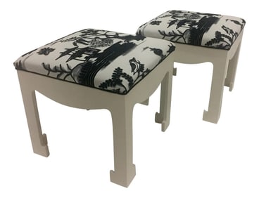 1970s Vintage Hollywood Regency Ottomans- A Pair