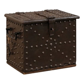 18th Century Iron Clad Wood Strong box, Spain
