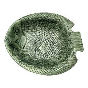 Vintage Style-Eyes Green Fish Serving Bowl
