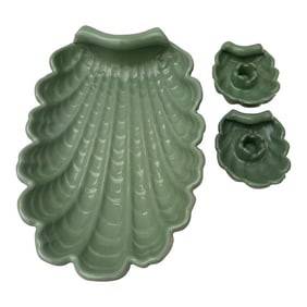 Vintage Abingdon Shell Dish W/Matching Candle Holders-A Set