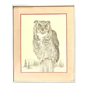 1970s Vintage Signed "Owl” Print by Michael Shannon 11/500,