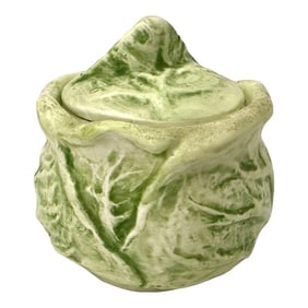 Vintage Cabbage Leaf Sugar Bowl W/Lid