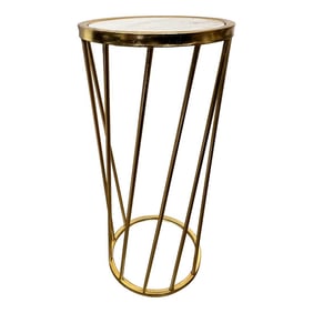 Modern Design Metal Gilt Gold Marble Top Round Side / Drink Table