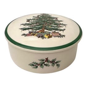 Vintage Spode England "Christmas Tree" Round Trinket Dish