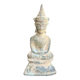 Circa 19th Century Bronze Buddha Altar Figurine Southeast Asia