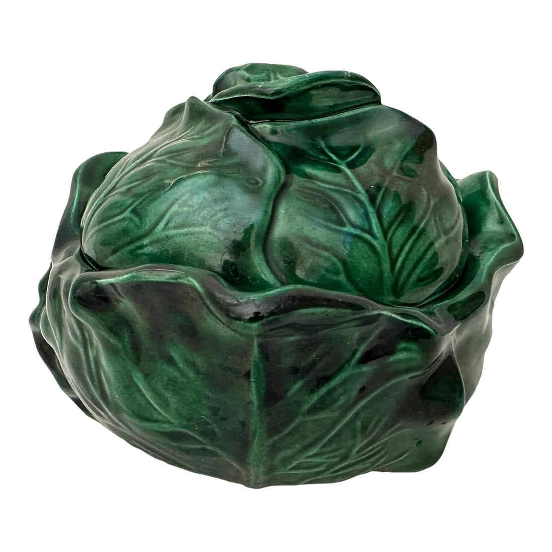 Vintage Majolica Dark Green Mini Cabbage Tureen (1 of 6)