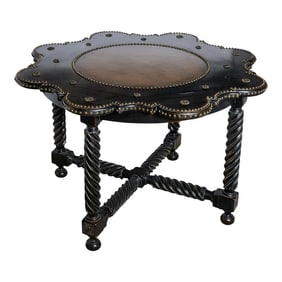 Leather Inlaid Center Table