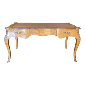 French Louis XV Style Burled Walnut Writing Desk or Bureau