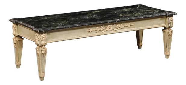Rectangular Coffee Table with Faux Marble Top